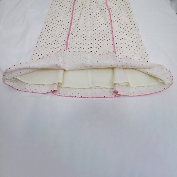 NWT Helen Wang Pink Swiss Dots Trumpet Skirt with Embroidered Seam Detail - Picture 5 of 14